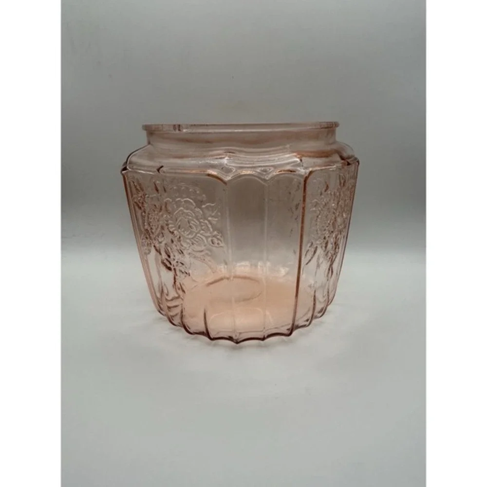 Vintage Anchor Hocking Pink Mayfair Open Rose Pink Depression Glass Cookie‎ Jar